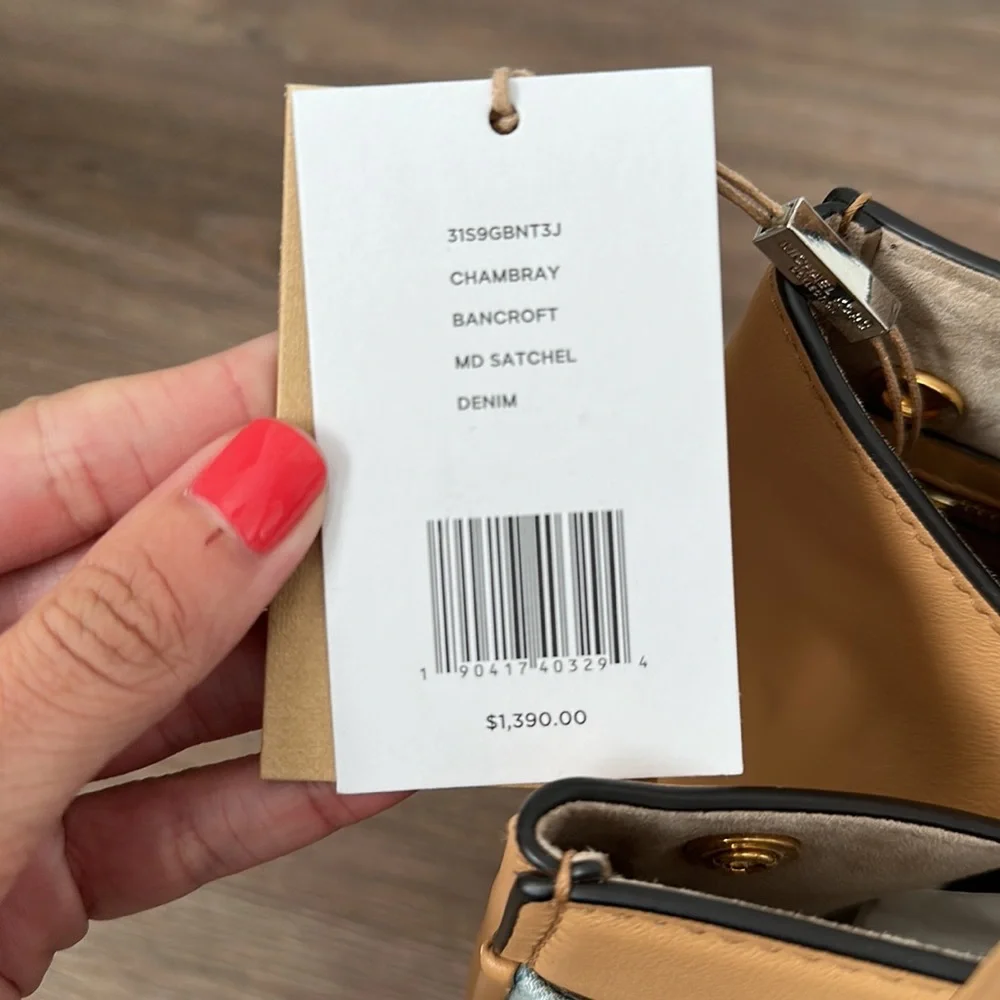 NWT Michael Kors Collection Bancroft Md Satchel, Denim/Genuine Leather - Picture 5 of 16